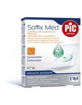 CEROTTO PIC SOFFIX MED IN TNT CON TAMPONE CENTRALE ASSORBENTE STERILE MONOUSO 10X8 CM ANTIBATTERICO 5 PEZZI