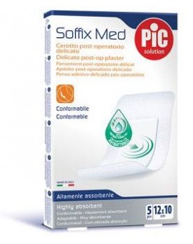 CEROTTO PIC SOFFIX MED IN TNT CON TAMPONE CENTRALE ASSORBENTE STERILE MONOUSO 10X12 CM ANTIBATTERICO 5 PEZZI