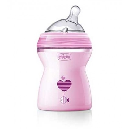 CHICCO BIBERON NATFEEL 2M+ GIRL 250 ML