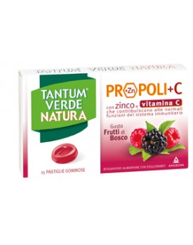 TANTUM VERDE NATURA PROPOLI+C CON ZINCO E VITAMINA C 15 PASTIGLIE GOMMOSE GUSTO FRUTTI DI BOSCO