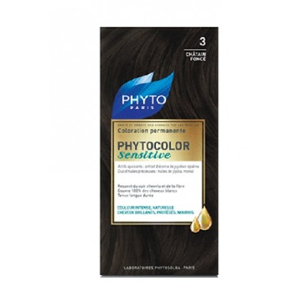 PHYTOCOLOR SENSITIVE 3 CASTANO SCURO 1 LOZIONE LIQUIDA 60 ML + 1 CREMA 40 ML + 1 BALSAMO 12 ML + FOGLIETTO DI ISTRUZIONI + GUANTI LATTICE