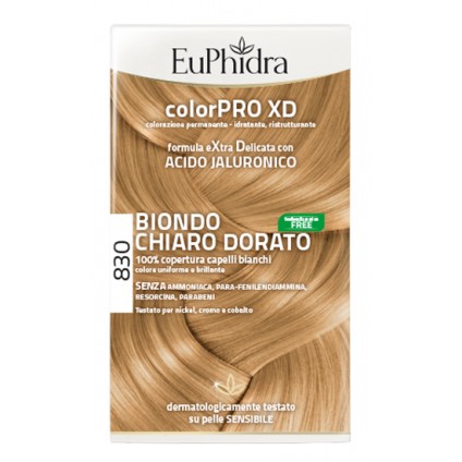 EUPHIDRA COLORPRO XD 830 BIONDO CHIARO DORATO GEL COLORANTECAPELLI IN FLACONE + ATTIVANTE + BALSAMO + GUANTI