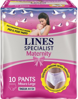 LINES SPECIALIST MATERNITY MUTANDINA ASSORBENTE PER PERDITEPOST PARTO MISURA LARGE 10 PEZZI