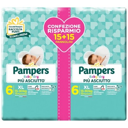 PAMPERS BABY DRY DUO DWCT XL 30 PEZZI