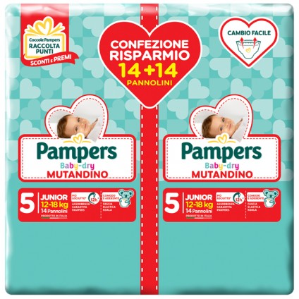 PAMPERS BABY DRY PANNOLINO A MUTANDINA DUO DWCT JUNIOR 28 PEZZI