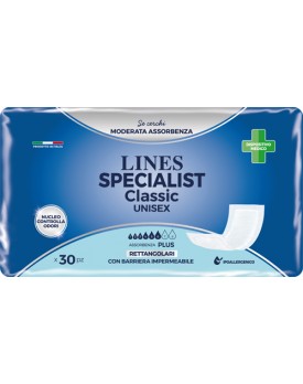 PANNOLONE LINES SPECIALIST CLASSIC RETTANGOLARE CON BARRIERA 30 PEZZI