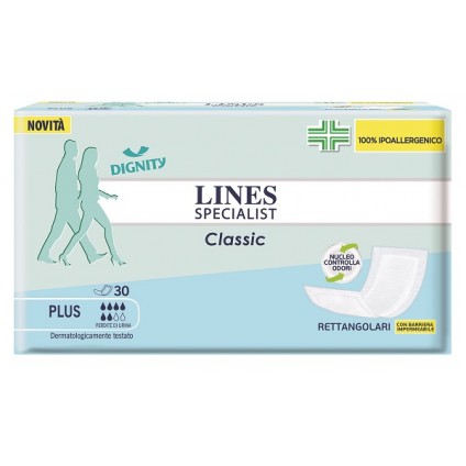 PANNOLONE LINES SPECIALIST CLASSIC RETTANGOLARE CON BARRIERA CONTROL 30 PEZZI