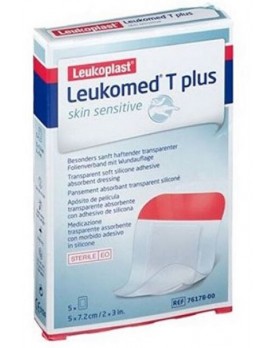 LEUKOMED T PLUS SKIN SENSITIVE MEDICAZIONE POST-OPERATORIA TRASPARENTE IMPERMEABILE CON MASSA ADESIVA AL SILICONE 5X7,2CM 5 PEZZI