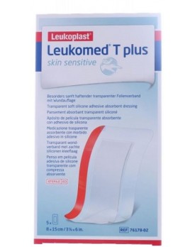 LEUKOMED T PLUS SKIN SENSITIVE MEDICAZIONE POST-OPERATORIA TRASPARENTE IMPERMEABILE CON MASSA ADESIVA AL SILICONE 8X15CM 5 PEZZI