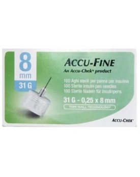 AGO PER PENNA DA INSULINA ACCU-FINE PEN NEEDLE ACCU-CHEK GAUGE 31 X 8MM 100 PEZZI