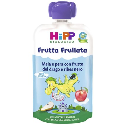 HIPP FRUTTA FRULL DRAGONE MELA PERA FRUTTA DEL DRAGO RIBES NERO 90 G