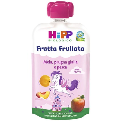 HIPP FRUTTA FRULLATA UNICORNO MELA PRUGNA GIALLA PESCA 90 G