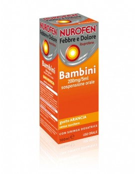 NUROFEN FEBBRE E DOLORE*orale sosp 100 ml 200 mg/5 ml arancia senza zucchero con siringa