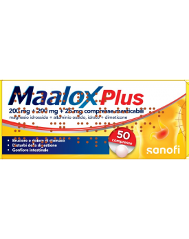 MAALOX PLUS*50 cpr mast 200 mg + 200 mg + 25 mg