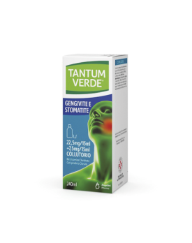 TANTUM VERDE BOCCA*collutorio 240 ml 22,5 mg/15 ml + 7,5 mg/15 ml