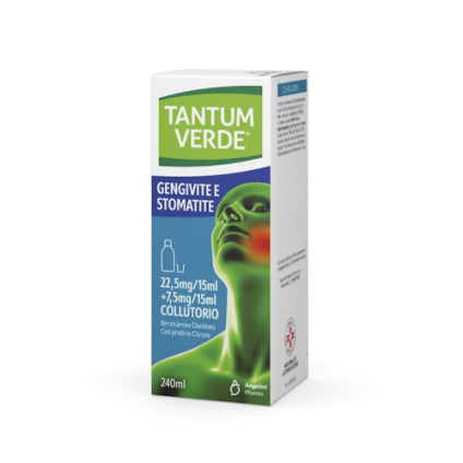 TANTUM VERDE BOCCA*collutorio 240 ml 22,5 mg/15 ml + 7,5 mg/15 ml