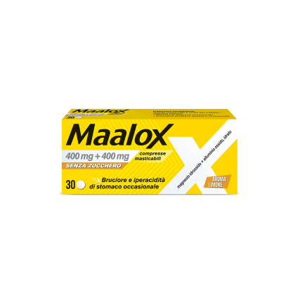 MAALOX*30 cpr mast 400 mg + 400 mg senza zucchero aroma limone