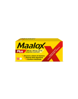 MAALOX PLUS*50 cpr mast 200 mg + 200 mg + 25 mg