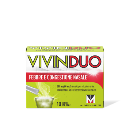 VIVINDUO FEBBRE E CONGESTIONE NASALE*orale 10 bustine 500 mg + 60 mg